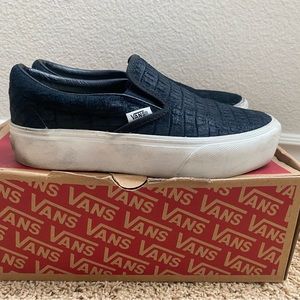 Embossed Black slip on vans